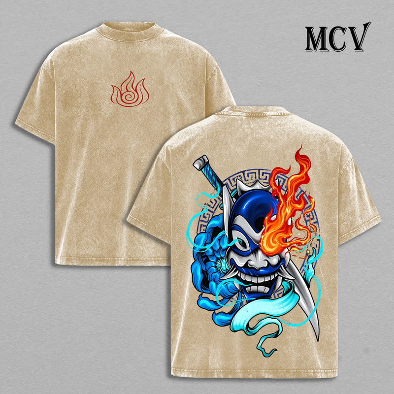 Zuko Blue Spirit Mask Tee – Avatar The Last Airbender Vintage Washed Oversized Anime T-Shirt