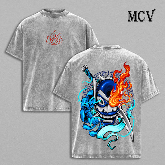 Zuko Blue Spirit Mask Tee – Avatar The Last Airbender Vintage Washed Oversized Anime T-Shirt