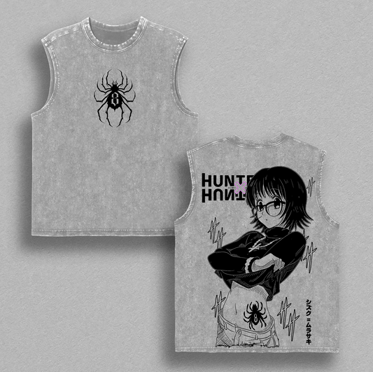 Hunter x Hunter Shizuku Murasaki Tee | Phantom Troupe Spider #8 Shirt | Vintage Washed Oversized Anime T-Shirt | Manga Streetwear Graphic Top | HxH Aesthetic Tee