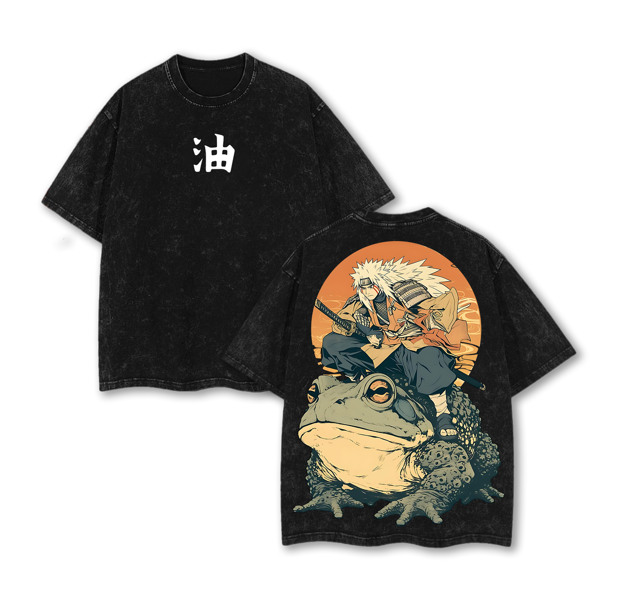 Jiraiya- Naruto Anime Double Printed Vintage Washed Tee