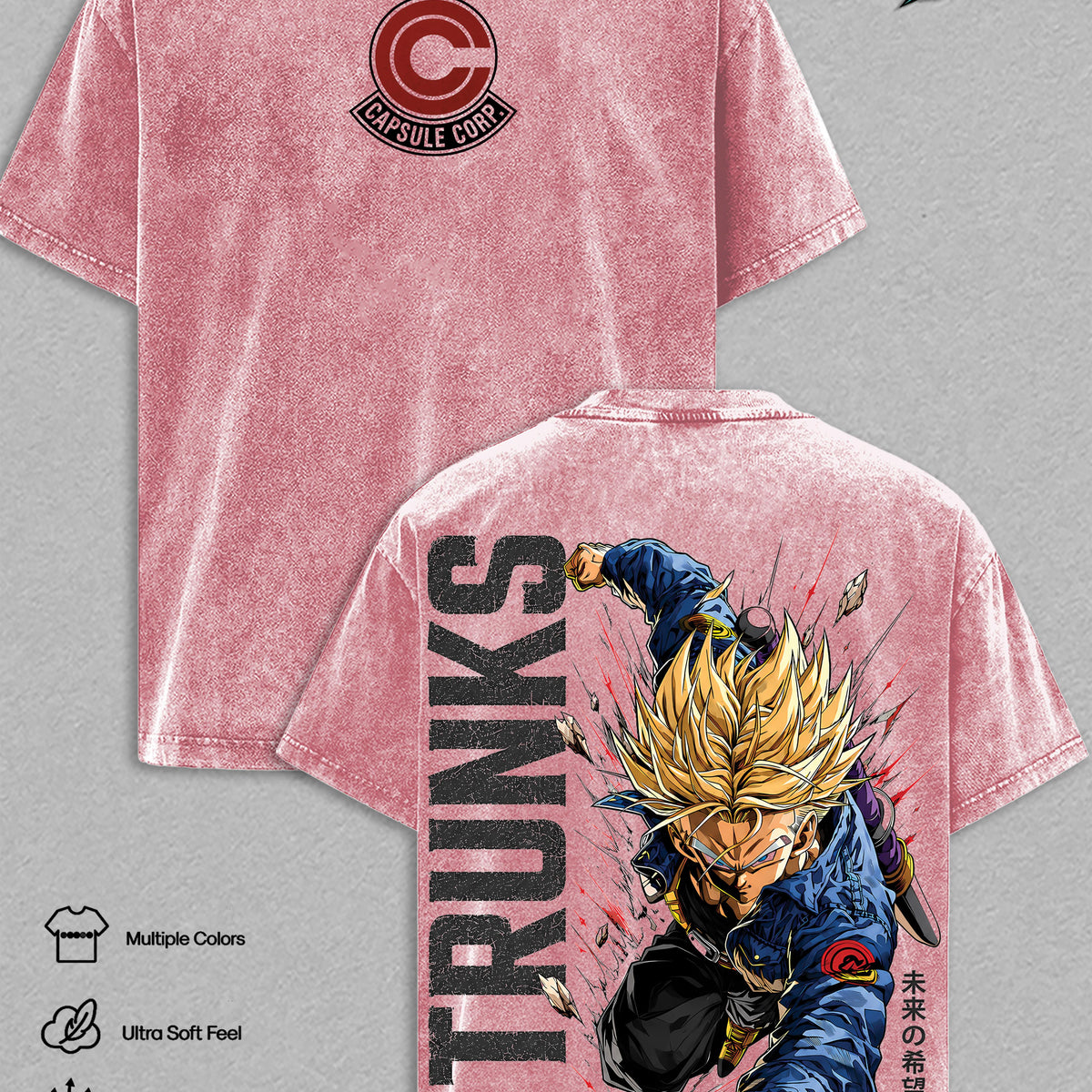 Future Trunkssss DBZ Vintage Washed T-Shirt - DBZ Graphic Tee Oversized Streetwear Tops Cotton Tshirt Classic Menswear Clothes Apparel Gift for DBZ Fans Men & Women