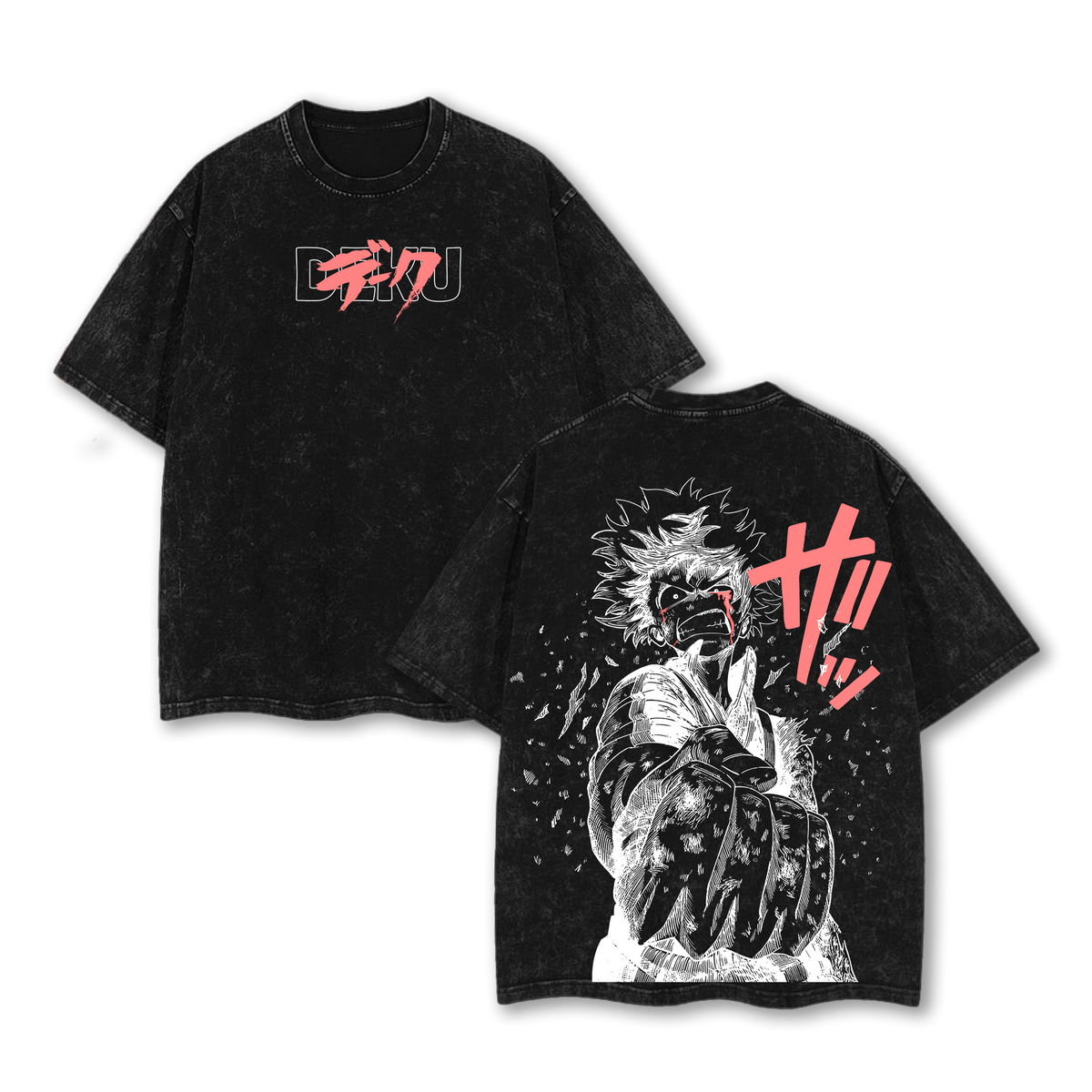 Deku Washed Tee My Hero Academia Oversize Unisex Heavy Cotton Vintage Double Printed Detroit Smash One For All Anime Manga Graphic T-Shirt