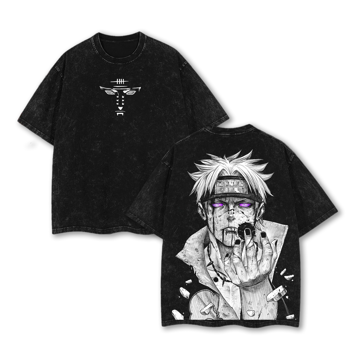 Pain Nagato Naruto Rain Village Vintage Oversize Unisex T-Shirt Washed