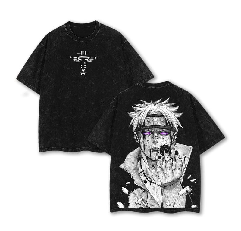 Pain Nagato Naruto Rain Village Vintage Oversize Unisex T-Shirt Washed