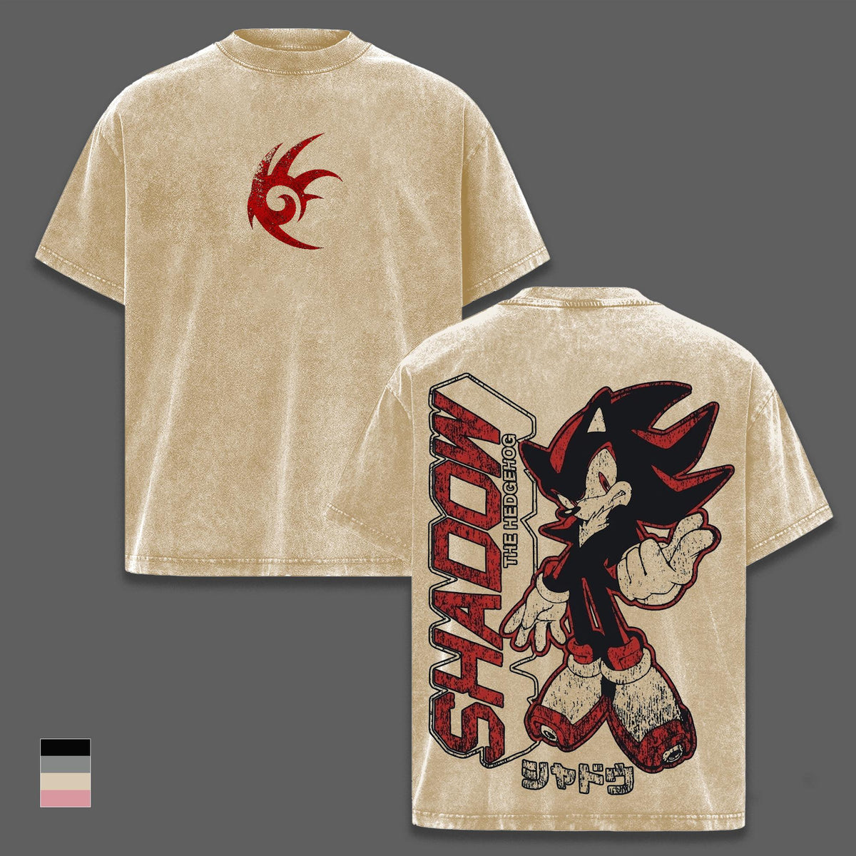 Shadow Hedgehog Vintage Washed Graphic T-Shirt, Oversized Heavyweight Cotton Tee, Sonic Gaming Streetwear, Retro Anime Game Shirt, Double Sided Graphic, Y2K Grunge Fashion, Collector Fan Merch Gift