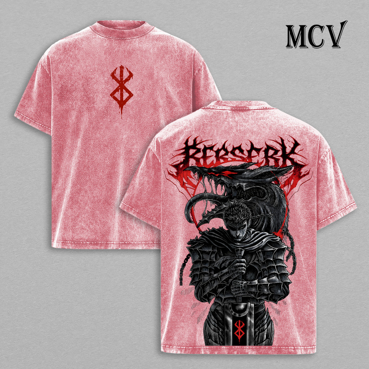 Guts T-Shirt Berserk Anime Tee, Black Swordsman Vintage Washed Graphic Tee
