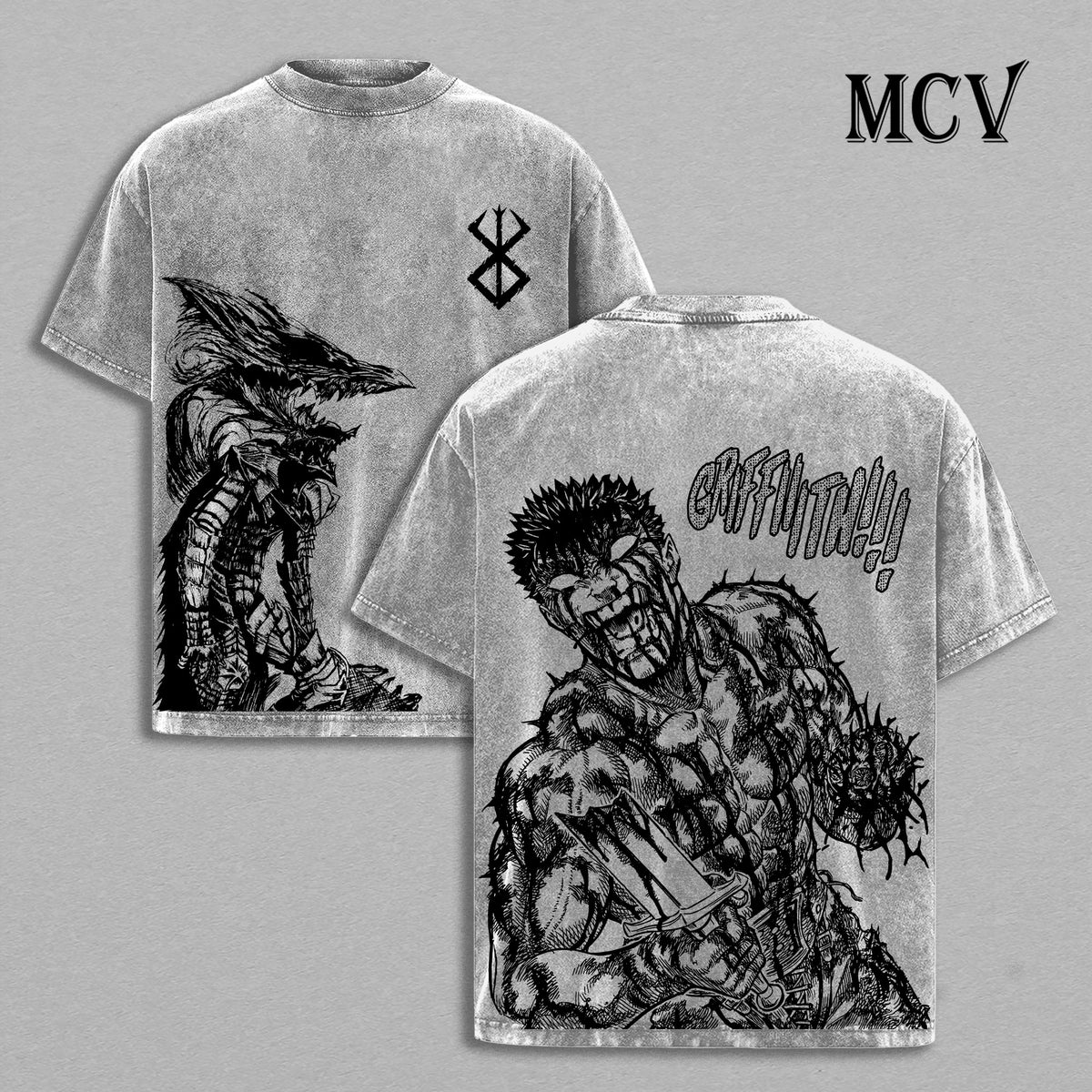 Guts Berserk Vintage Washed T-Shirt, Black Swordsman Graphic Tee, Dragon Slayer Dark Anime Streetwear Shirt (Copy)