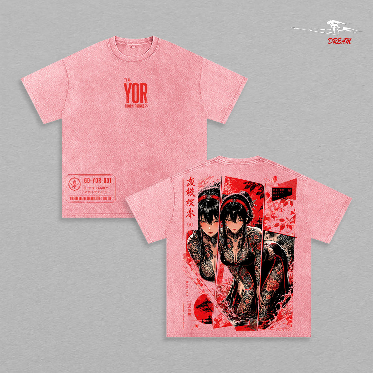 Yor Forger Spy x Family Tee – Yor Forger Vintage Washed T-Shirt | Thorn Princess | Japanese Irezumi Blackwork Tattoo | Dark Gothic Assassin Anime Graphic Tee | Heavy Cotton Unisex Oversized Streetwear Top