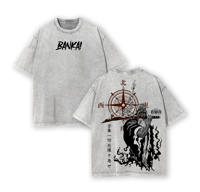 Retro Vintage Limited Yamamoto Bankai - Bleach Anime Double Printed Vintage Washed Tee