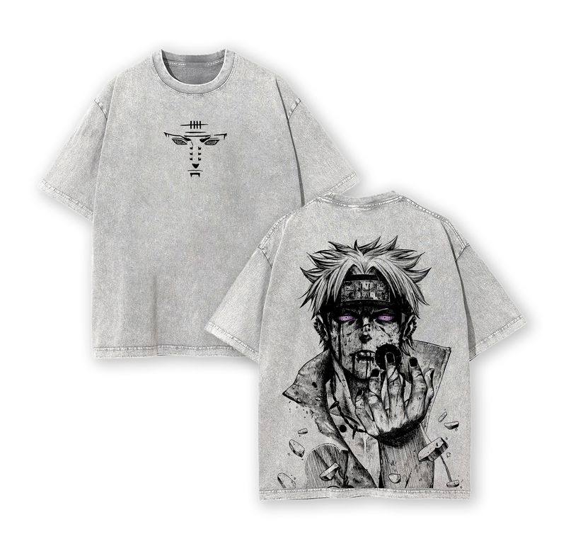 Pain Nagato Naruto Rain Village Vintage Oversize Unisex T-Shirt Washed