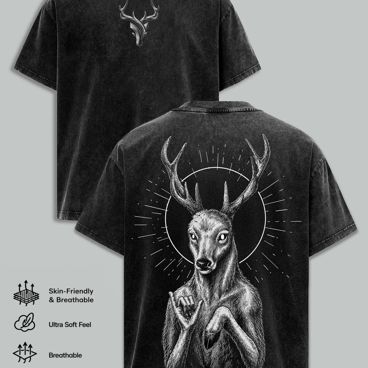 DEER GOD The Lich Adventure Time Vintage Washed Oversized T-Shirt, Double Printed Dark Fantasy Graphic Tee, Heavyweight Cotton Cartoon Streetwear, Retro Gothic Fan Merch, Unisex Gift For Adventure Time Fans