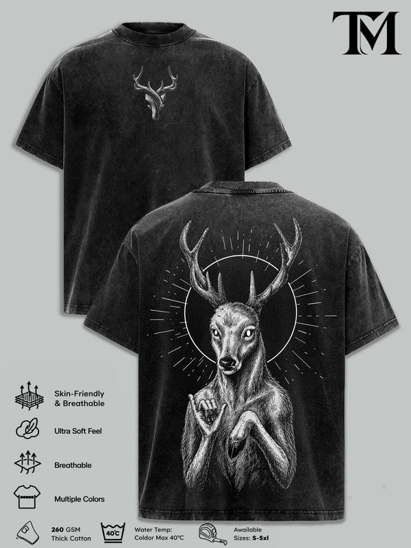 DEER GOD The Lich Adventure Time Vintage Washed Oversized T-Shirt, Double Printed Dark Fantasy Graphic Tee, Heavyweight Cotton Cartoon Streetwear, Retro Gothic Fan Merch, Unisex Gift For Adventure Time Fans