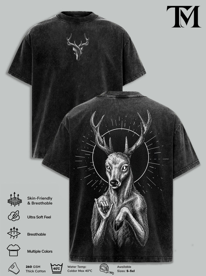 DEER GOD The Lich Adventure Time Vintage Washed Oversized T-Shirt, Double Printed Dark Fantasy Graphic Tee, Heavyweight Cotton Cartoon Streetwear, Retro Gothic Fan Merch, Unisex Gift For Adventure Time Fans