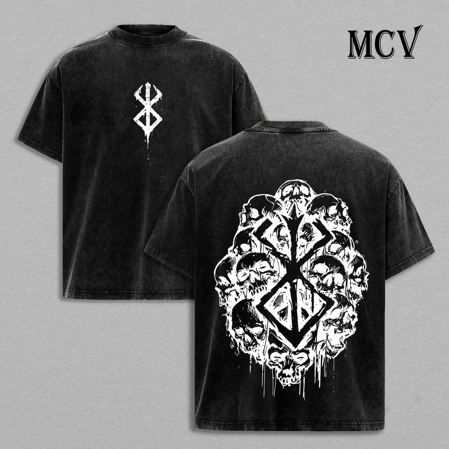 Guts Skull Berserk T-Shirt, Berserker Armor Anime Tee, Dark Warrior Graphic Vintage Washed Tee