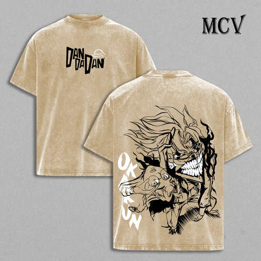 Okarun Dandadan T-Shirt, Turbo Spirit Anime Tee, Occult Power Graphic Vintage Washed Tee