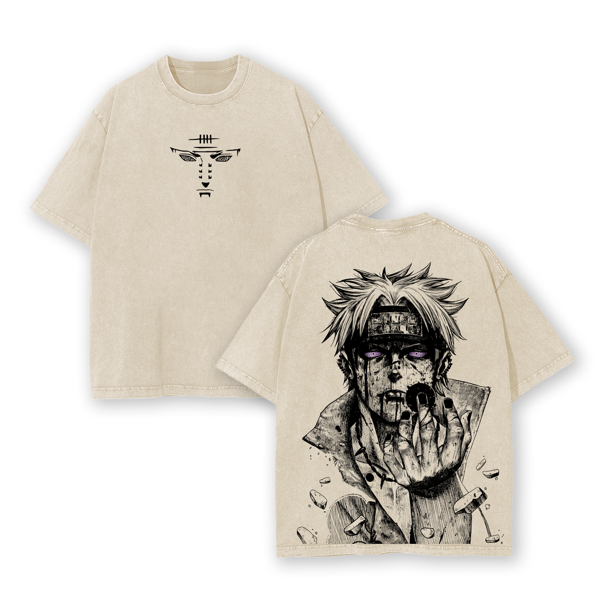 Pain Nagato Naruto Rain Village Vintage Oversize Unisex T-Shirt Washed
