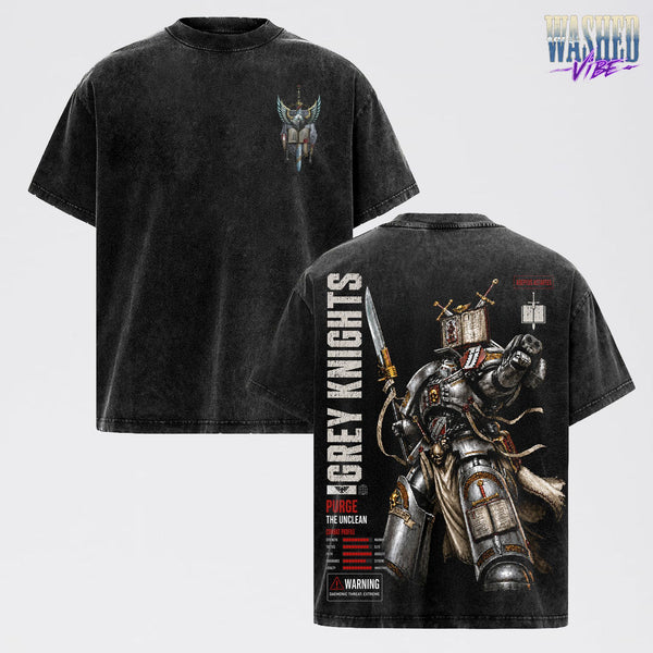 Grey Knights Warhammer 40,000: Dawn of War IV T-Shirt, Retro Grimdark Sci-Fi Graphic Tee, Space Warrior Tabletop Gaming Streetwear, Warhammer 40K Fan Apparel, Gift for Men & Women, Video Game Shirt, Boy Merch Streetwear