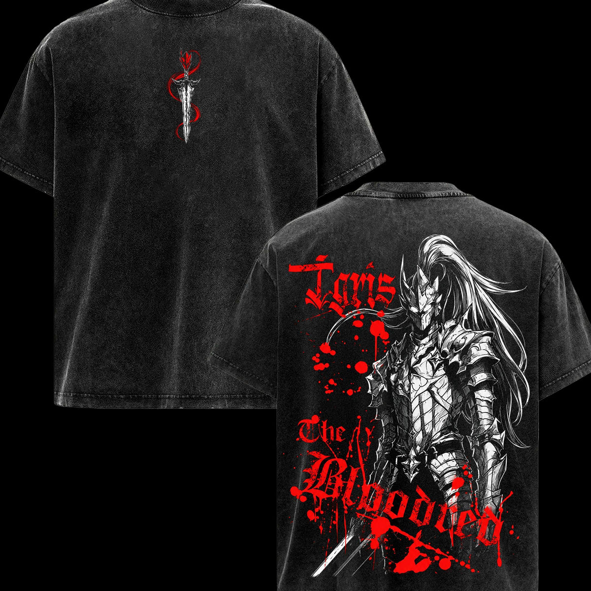 Solo Leveling Igris Vintage Washed Shirt, Double Sided Shadow Knight Anime Tee, Soft Cotton Oversized Menswear Top