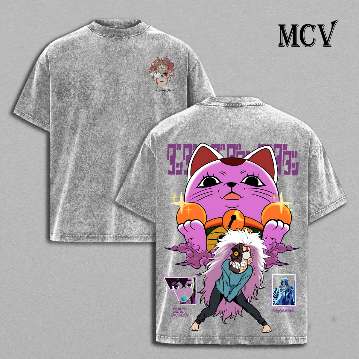Turbo Granny Okarun T-Shirt, Dandadan Anime Tee, Cursed Cat Chaos Graphic Vintage Washed Tee