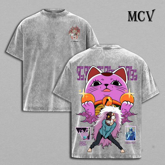 Turbo Granny Okarun T-Shirt, Dandadan Anime Tee, Cursed Cat Chaos Graphic Vintage Washed Tee