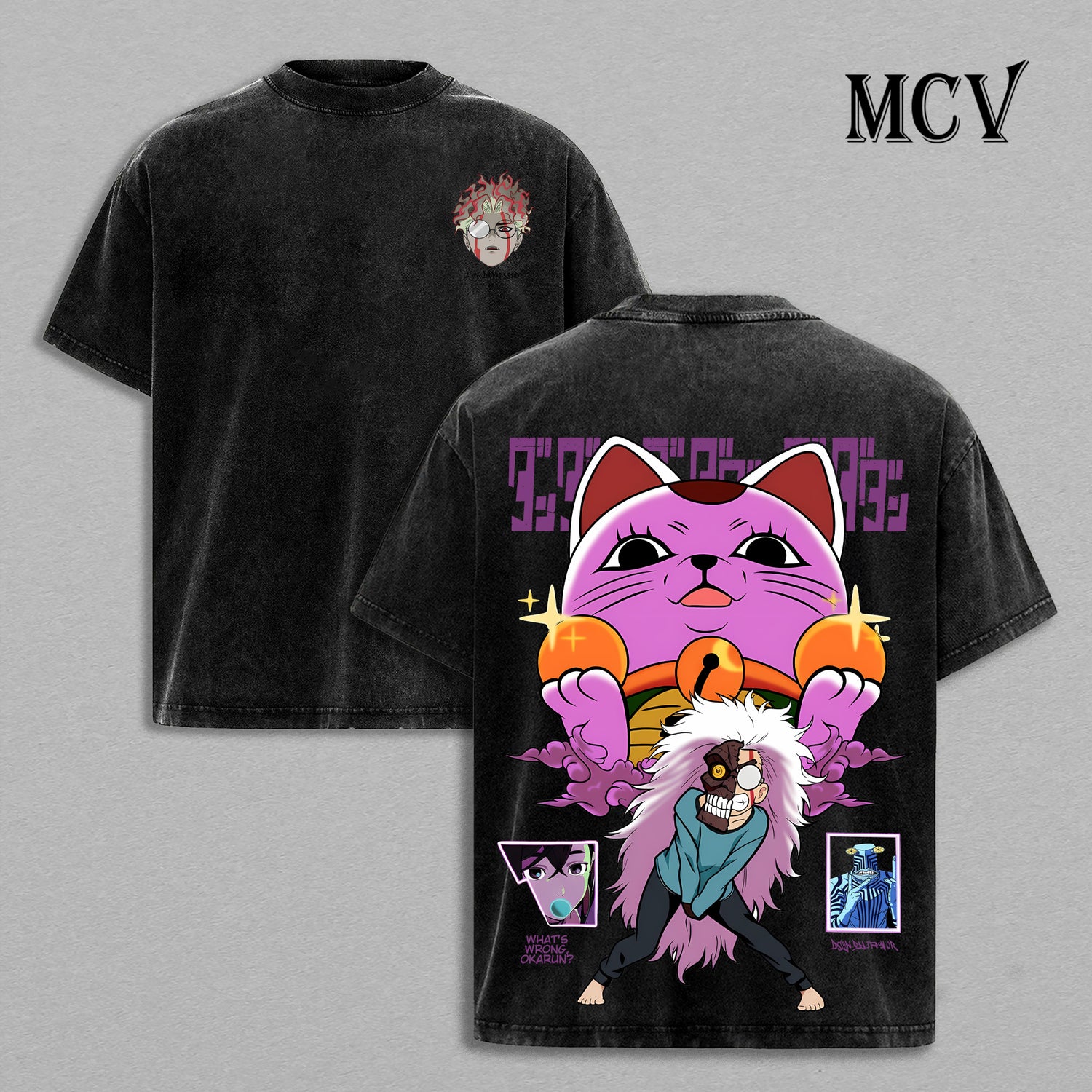 Turbo Granny Okarun T-Shirt, Dandadan Anime Tee, Cursed Cat Chaos Graphic Vintage Washed Tee