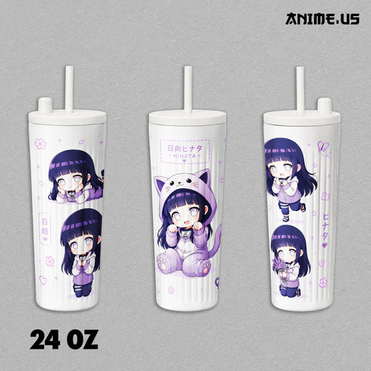 Insulated Tumbler Hinata Hyuga Chibi Byakugan Naruto Anime 17oz 24oz 30oz Stainless Steel Travel Coffee Mug Double Wall Vacuum Hot Cold Drink Cup Cute Anime Gift for Fans