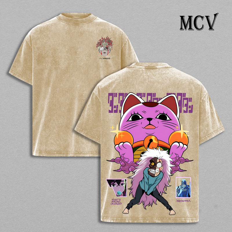 Turbo Granny Okarun T-Shirt, Dandadan Anime Tee, Cursed Cat Chaos Graphic Vintage Washed Tee
