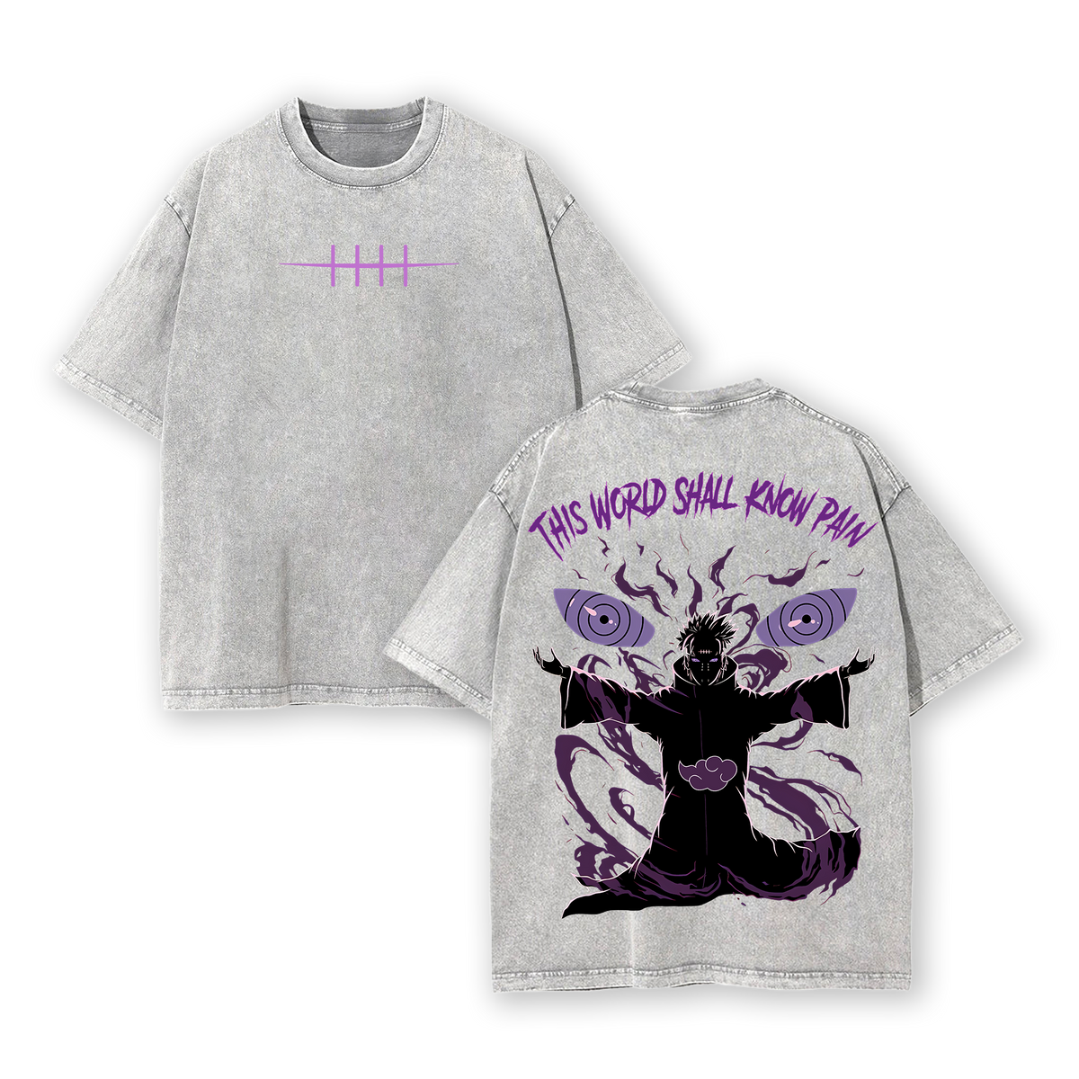 Pain Nagato Vintage Unisex Oversize Anime Manga Acid Washed Heavyweight Cotton T-shirt