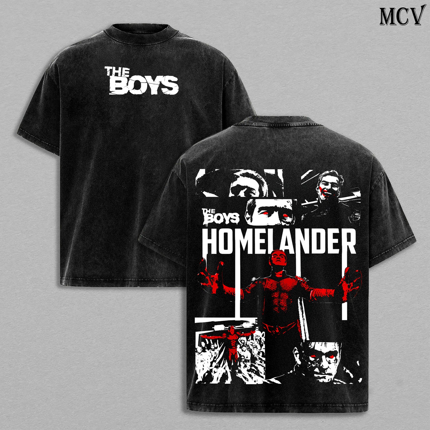 The Boys Homelander T-Shirt, Vintage Washed Heavyweight Oversized Cotton Tee