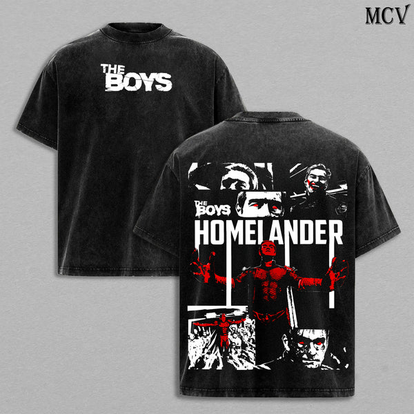 The Boys Homelander T-Shirt, Vintage Washed Heavyweight Oversized Cotton Tee