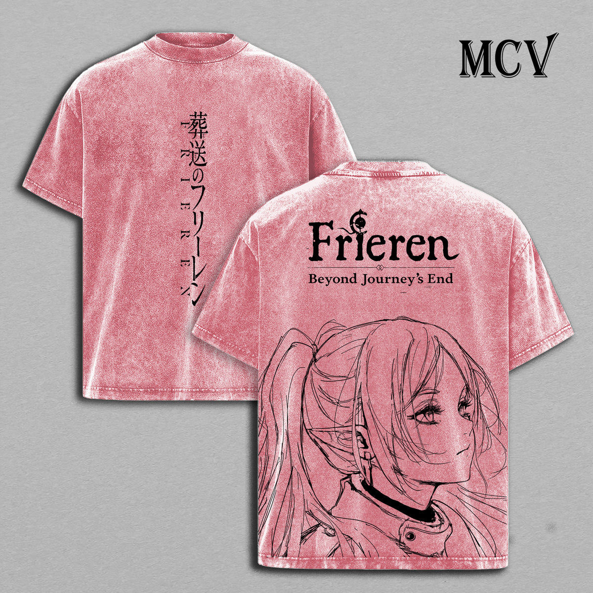 Frieren T-Shirt, Beyond Journey’s End Anime Tee, Elf Mage Vintage Washed Graphic Tee