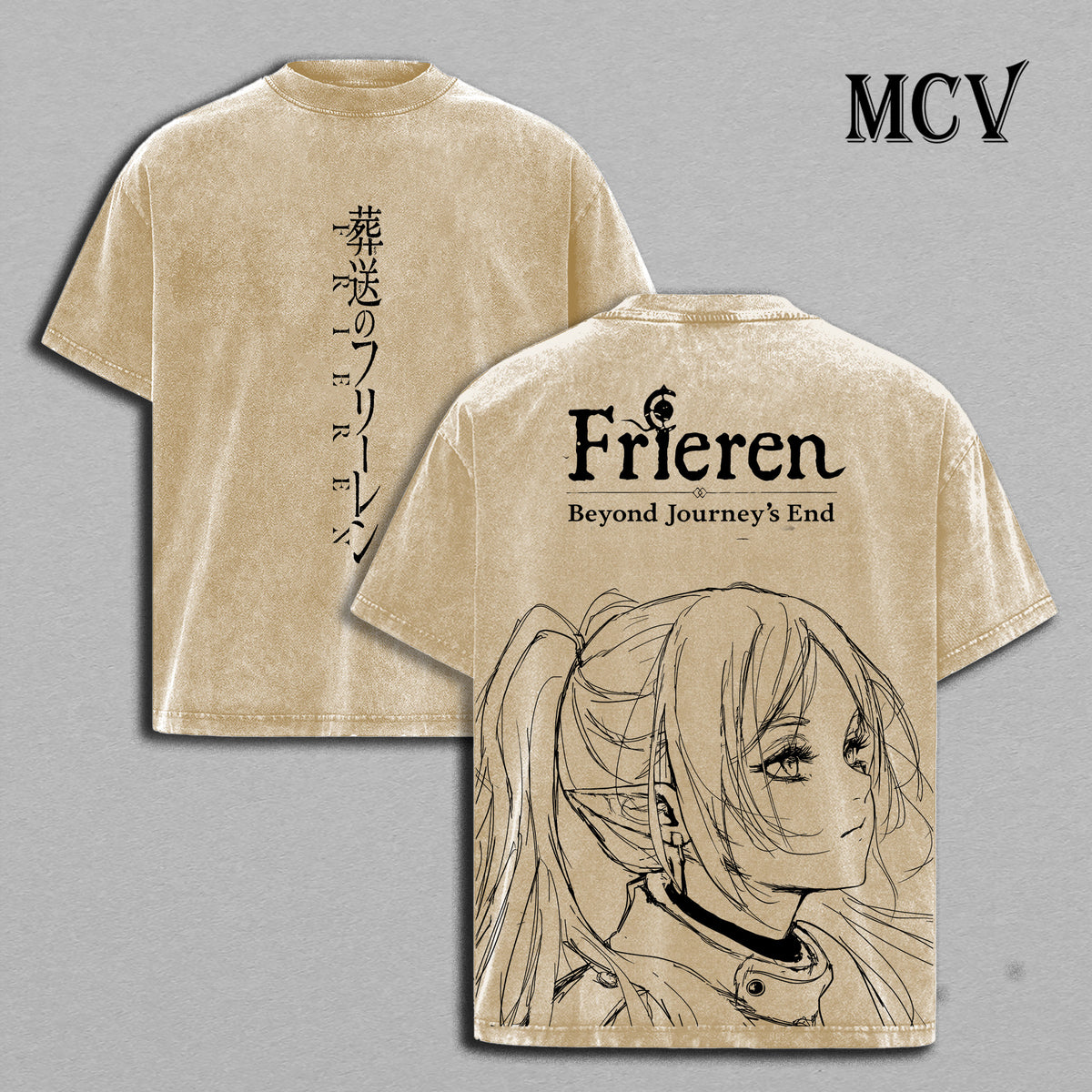 Frieren T-Shirt, Beyond Journey’s End Anime Tee, Elf Mage Vintage Washed Graphic Tee