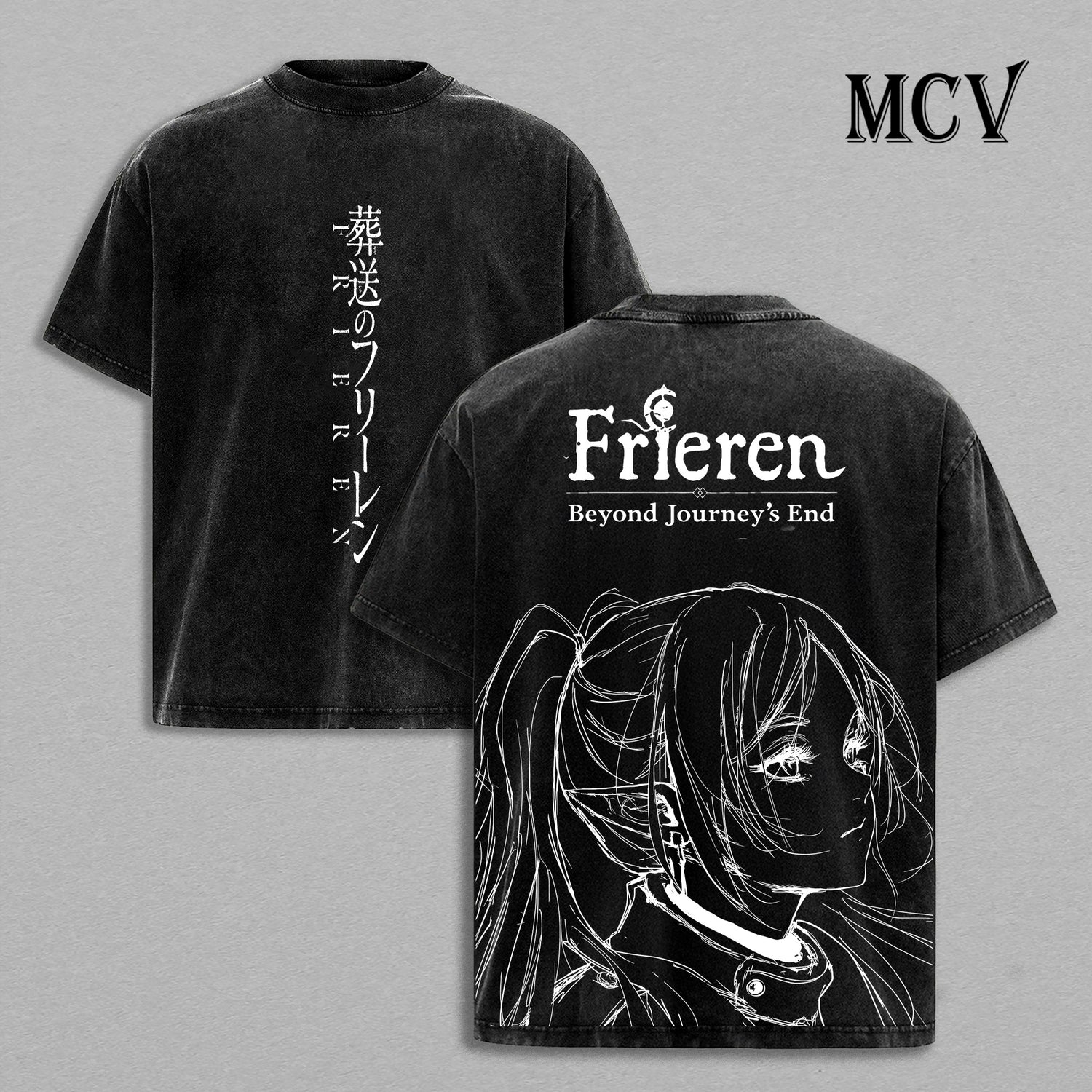 Frieren T-Shirt, Beyond Journey’s End Anime Tee, Elf Mage Vintage Washed Graphic Tee