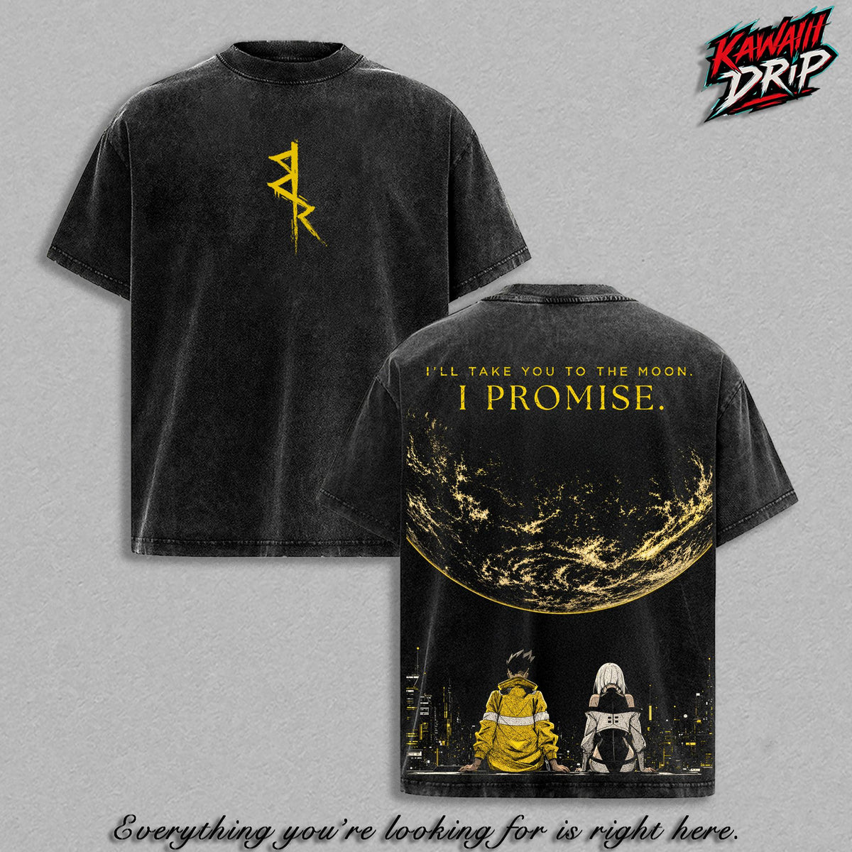 Cyberpunk Edgerunners David Martinez Lucy Vintage Washed T-Shirt, Cyberpunk 2077 Anime Graphic Tee, I'll Take You To The Moon Heavy Cotton Oversized Unisex Shirt