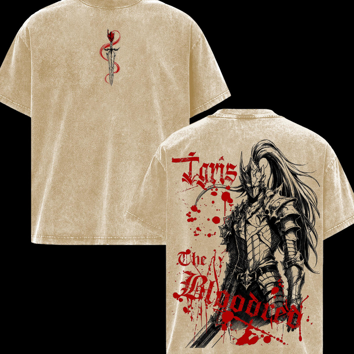 Solo Leveling Igris Vintage Washed Shirt, Double Sided Shadow Knight Anime Tee, Soft Cotton Oversized Menswear Top
