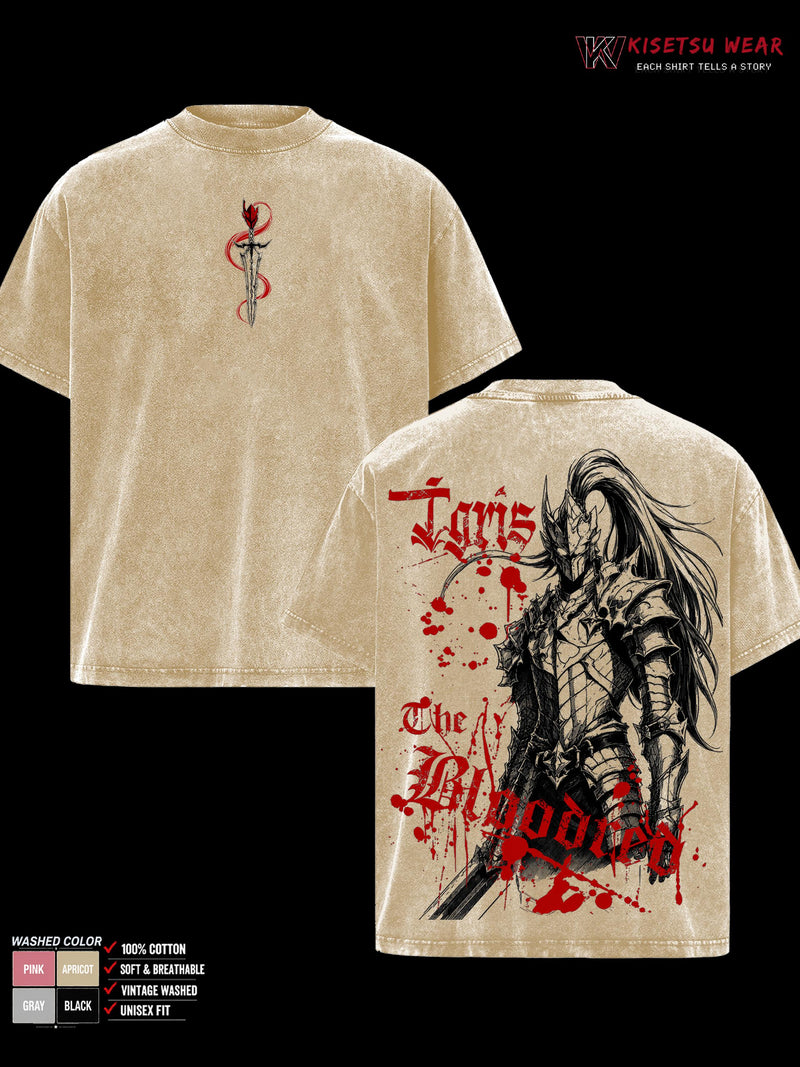 Solo Leveling Igris Vintage Washed Shirt, Double Sided Shadow Knight Anime Tee, Soft Cotton Oversized Menswear Top