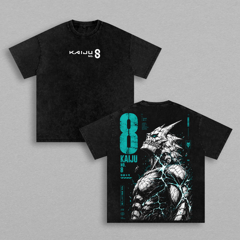 Kafka Hibino Kaiju No. 8 Washed Tee, Anime Graphic T-Shirt, Double Printed Manga Artwork, Heavy Cotton Unisex Oversized Vintage Streetwear Top