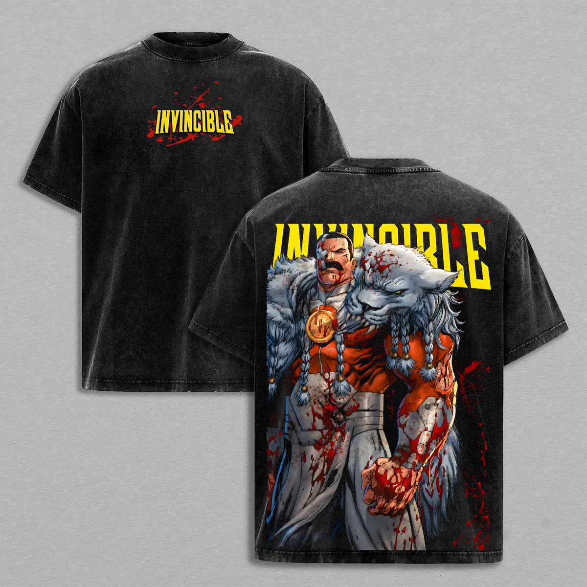 Battle Damage Thragg Invincible Washed T-Shirt – Vintage Graphic Streetwear Tee