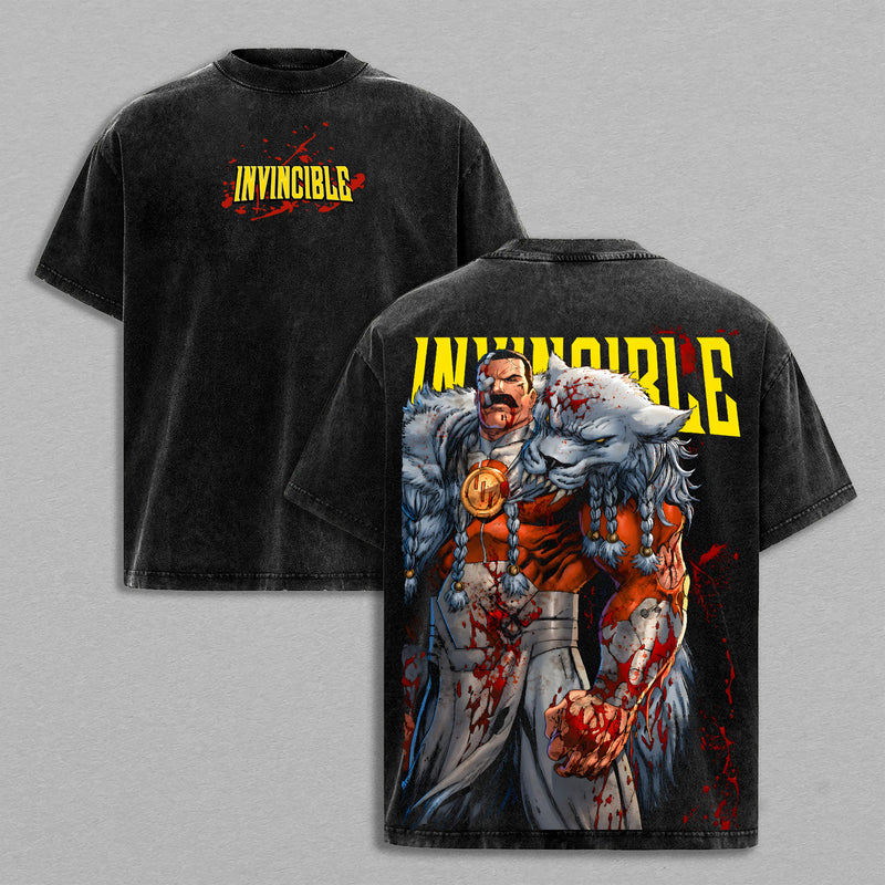 Battle Damage Thragg Invincible Washed T-Shirt – Vintage Graphic Streetwear Tee