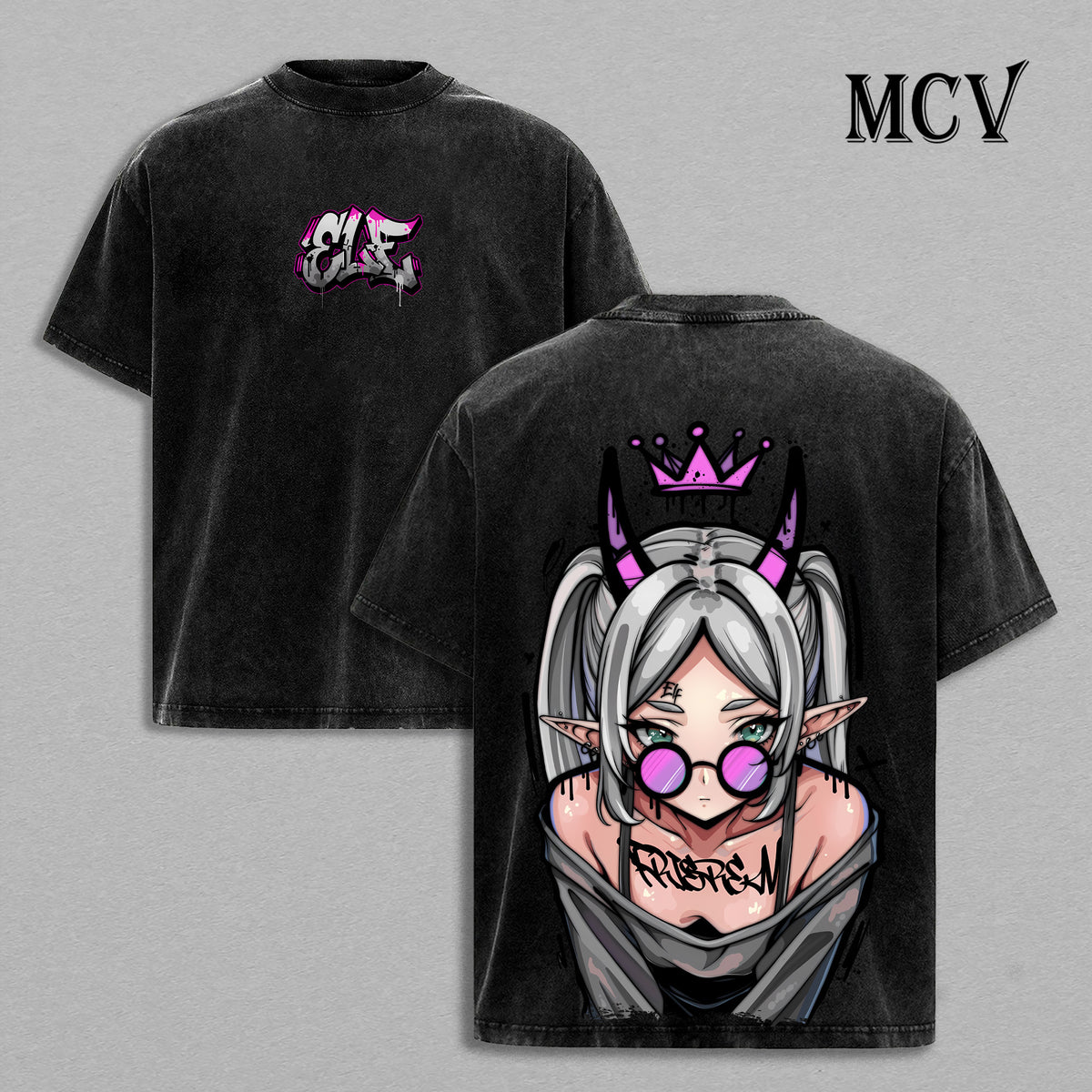 Frieren Beyond Journey’s End Vintage Washed T-Shirt, Elf Mage Fantasy Graphic Tee, Calm Anime Streetwear Shirt