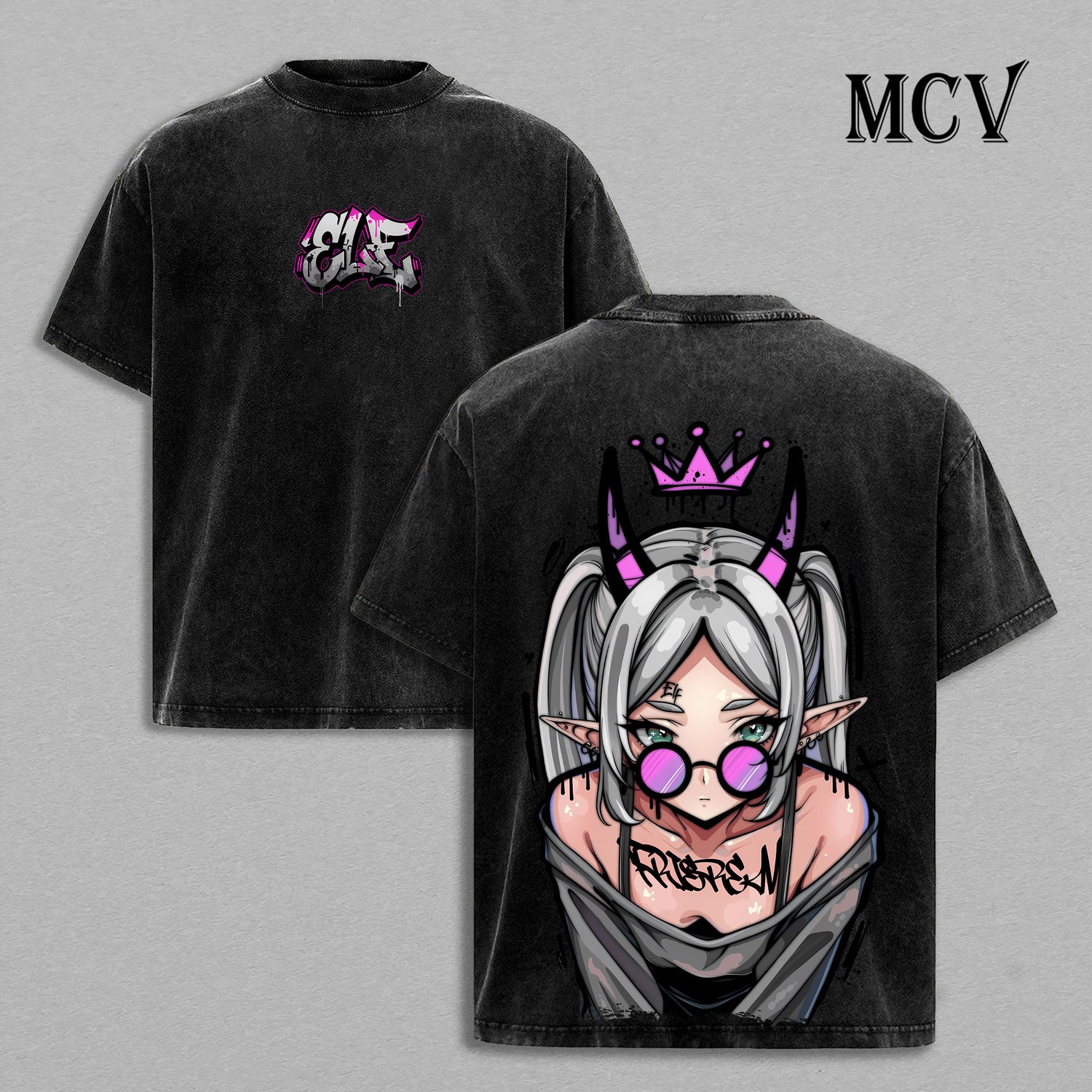 Frieren Beyond Journey’s End Vintage Washed T-Shirt, Elf Mage Fantasy Graphic Tee, Calm Anime Streetwear Shirt