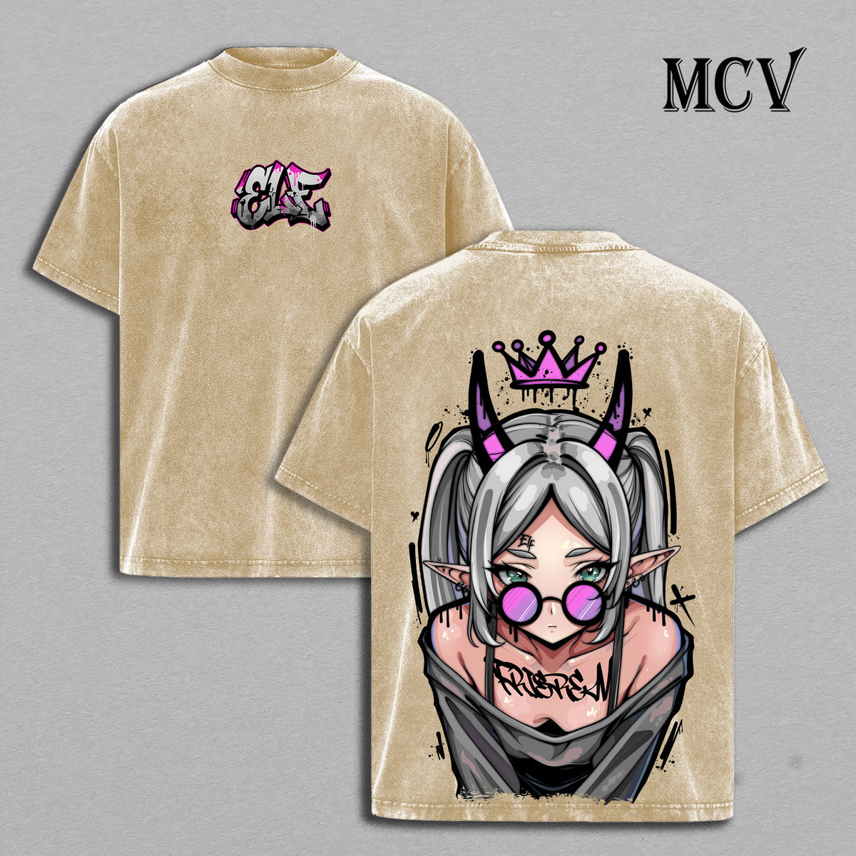 Frieren Beyond Journey’s End Vintage Washed T-Shirt, Elf Mage Fantasy Graphic Tee, Calm Anime Streetwear Shirt