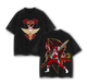 Godzilla with Red Ranger Mighty Morphin Power Rangers Anime Double Printed Vintage Washed Tee