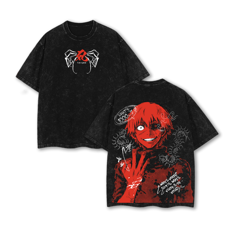 Ken Kaneki Tokyo Ghoul Tee Washed – Double Printed Oversize Unisex T-Shirt