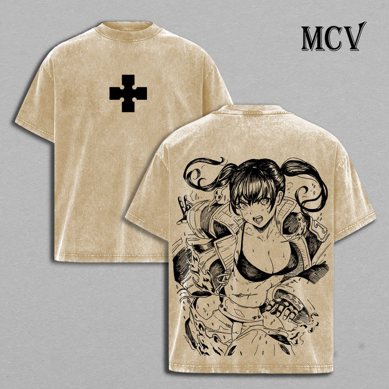 Tamaki Kotatsu T-Shirt, Fire Force Anime Tee, Cat Fire Girl Vintage Washed Graphic Tee