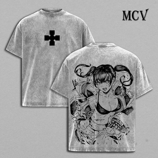 Tamaki Kotatsu T-Shirt, Fire Force Anime Tee, Cat Fire Girl Vintage Washed Graphic Tee