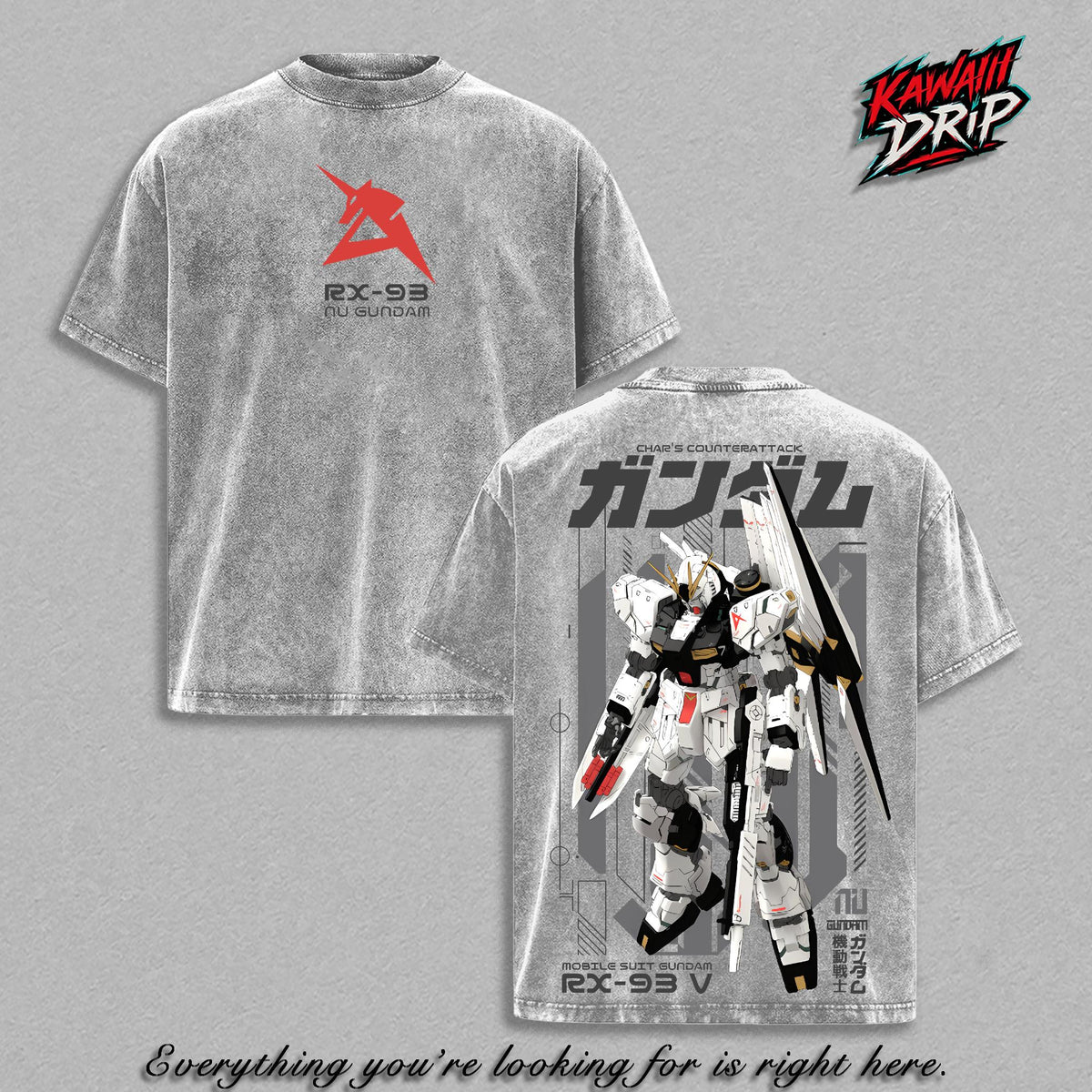 Nu Gundam RX-93 T-Shirt, Char's Counterattack Mobile Suit Gundam Graphic Tee, Back Print Vintage 90s Anime Shirt, Graphic Tees Men, Trendy Tshirts, Men's T Shirts, Gundam Streetwear, Unisex Cotton Distressed Tee, Merch For Men, Men Fashion Graphic Tee