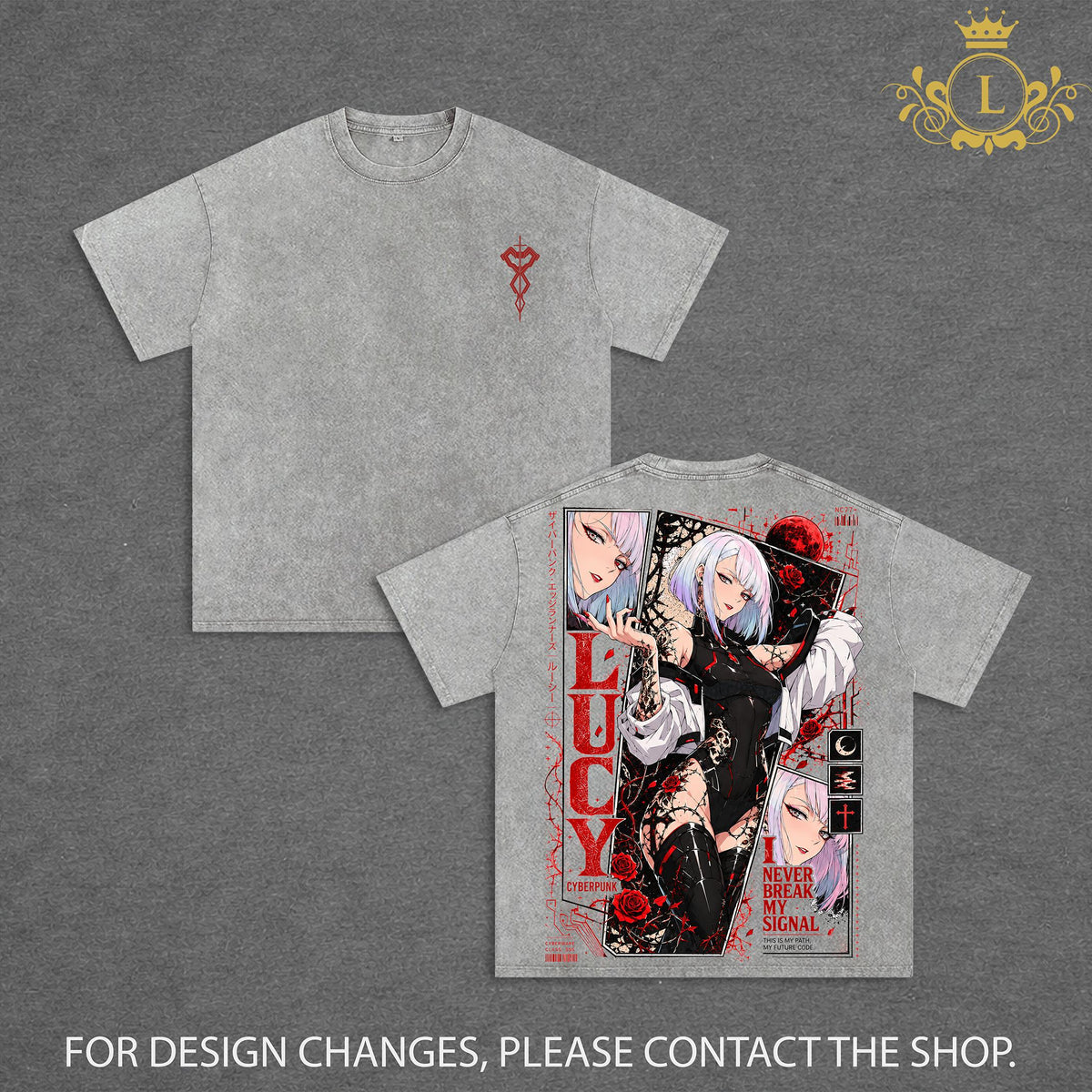 Limited Lucy Cyberpunk Edgerunners Anime Girl Vintage Washed Oversized Graphic Tee Heavyweight Cotton Streetwear Shirt