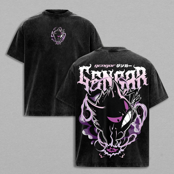 Retro 90s Gengar BLACK PURPLE Ghost Bleach Tee Graphic Tee