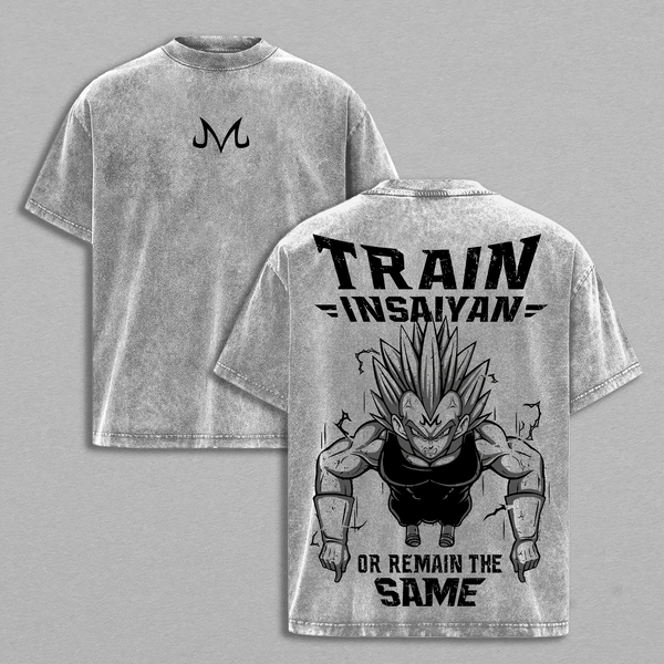 Saiyan Prince Training Anime Gym Motivation Vintage Washed Oversized Graphic Tee Warrior Mindset Streetwear Shirt